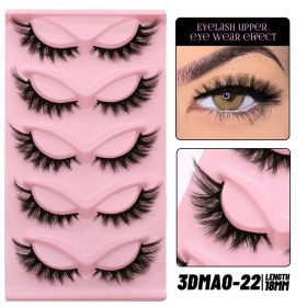 GROINNEYA 3D Volume Faux Mink Eyelashes Manga Lashes Cross Wispy Soft Extension Perfect for Daily & Makeup Use (Color: 5pairs-MAO22)