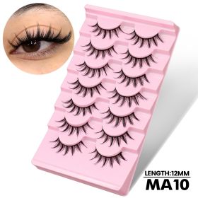 GROINNEYA 3D Volume Faux Mink Eyelashes Manga Lashes Cross Wispy Soft Extension Perfect for Daily & Makeup Use (Color: 7 pairs-MA10)