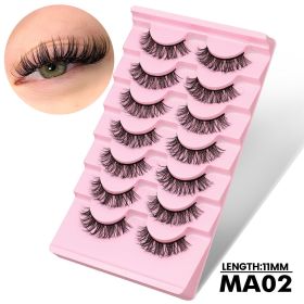 GROINNEYA 3D Volume Faux Mink Eyelashes Manga Lashes Cross Wispy Soft Extension Perfect for Daily & Makeup Use (Color: 7 pairs-MA02)