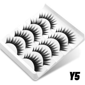 GROINNEYA 3D Volume Faux Mink Eyelashes Manga Lashes Cross Wispy Soft Extension Perfect for Daily & Makeup Use (Color: 5pairs-Y5)