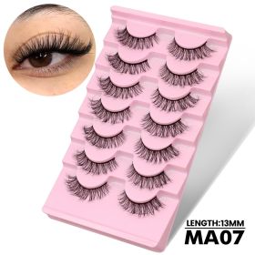 GROINNEYA 3D Volume Faux Mink Eyelashes Manga Lashes Cross Wispy Soft Extension Perfect for Daily & Makeup Use (Color: 7 pairs-MA07)
