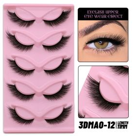 GROINNEYA 3D Volume Faux Mink Eyelashes Manga Lashes Cross Wispy Soft Extension Perfect for Daily & Makeup Use (Color: 5pairs-MAO12)