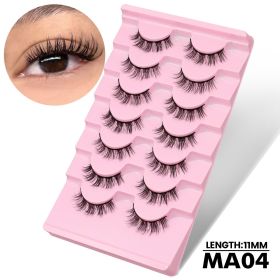 GROINNEYA 3D Volume Faux Mink Eyelashes Manga Lashes Cross Wispy Soft Extension Perfect for Daily & Makeup Use (Color: 7 pairs-MA04)