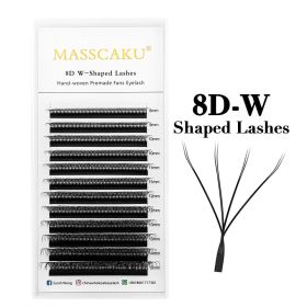 MASSCAKU W Shape 3D 4D 5D Premade Volume Easy Fans Nature Soft Light Individual Lashes Clover Bloom False Eyelashes Extension (Color: 8D W Shape, Curl, Thickness, Length: C, 0.07mm, 15mm)