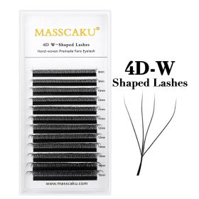 MASSCAKU W Shape 3D 4D 5D Premade Volume Easy Fans Nature Soft Light Individual Lashes Clover Bloom False Eyelashes Extension (Color: 4D W Shape, Curl, Thickness, Length: C, 0.07mm, 12mm)