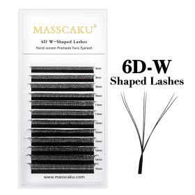 MASSCAKU W Shape 3D 4D 5D Premade Volume Easy Fans Nature Soft Light Individual Lashes Clover Bloom False Eyelashes Extension (Color: 6D W Shape, Curl, Thickness, Length: C, 0.07mm, 9mm)