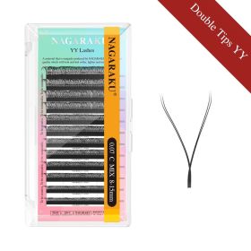 NAGARAKU YY Shape Double/Three Split Tips Triple Top Interlaced Root Eyelash Extensions Eyelashes (Color: Double Tips YY, Curl, Thickness, Length: LU, 0.10mm, 13mm)