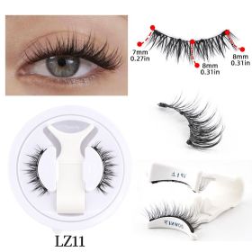 SHIDISHANGPIN New 1 Pair Magnetic Eyelashes Reusable Faux Cils Soft False Eyelash Curly Mink Lashes Makeup Magnetic Tweezers Set (Color: 1 Pair LZ11)
