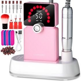 Nail Drill, Portable Electric Nail File 50000RPM, Rechargeable Nail Drill Professional With Bits & Base, For Acrylic Gel Nails, E-File Machine, Manicu (Color: Pink)