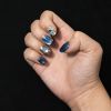 Love Scratch 10PCs Blue & Pink Short Shining Handmade Press-on Nails
