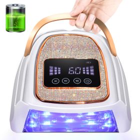 Rechargeable UV LED Nail Lamp, Cordless Nail Lamp For Gel Polish, UV Nail Lamp With 4 Timer Setting And Handle, Professional Nail UV Light For Gel Nai (Color: Gold)