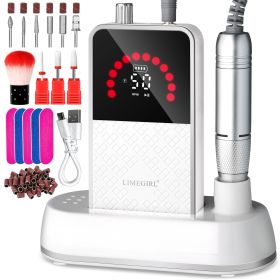 50000RPM Professional Electric Nail File Kit - Rechargeable Cordless Nail Drill For Acrylics Gel Nails, Portable E File Machine With 6 Bits For Home S (Option: 848-White)