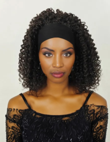 Especially Yours Curly Headband Wig Shoulder-Length Layers Of Natural Spiral Curls With Full Bouncy Volume  Comfy Stretch Band Runway Shades Of Black (Option: Style4)