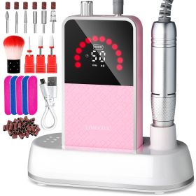 50000RPM Professional Electric Nail File Kit - Rechargeable Cordless Nail Drill For Acrylics Gel Nails, Portable E File Machine With 6 Bits For Home S (Option: 848-Pink)