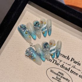 Angel Feather Haze Blue Gray Cat Eye Fairy Shiny Manicure (Option: 2328 Long Pointed Circle-S)