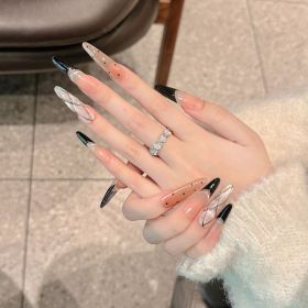 French Black Edge Classic Style Handmade Wearable Manicure (Option: Medium M-2577 Fine Tip)