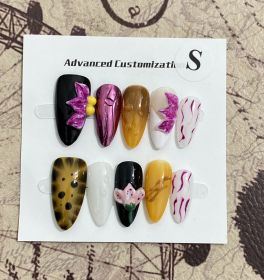 Three-dimensional Carved White High-grade Mid-length Manicure Wear Nail (Option: Almond-M)